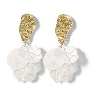 Gold tone White Statement Drop Earrings
